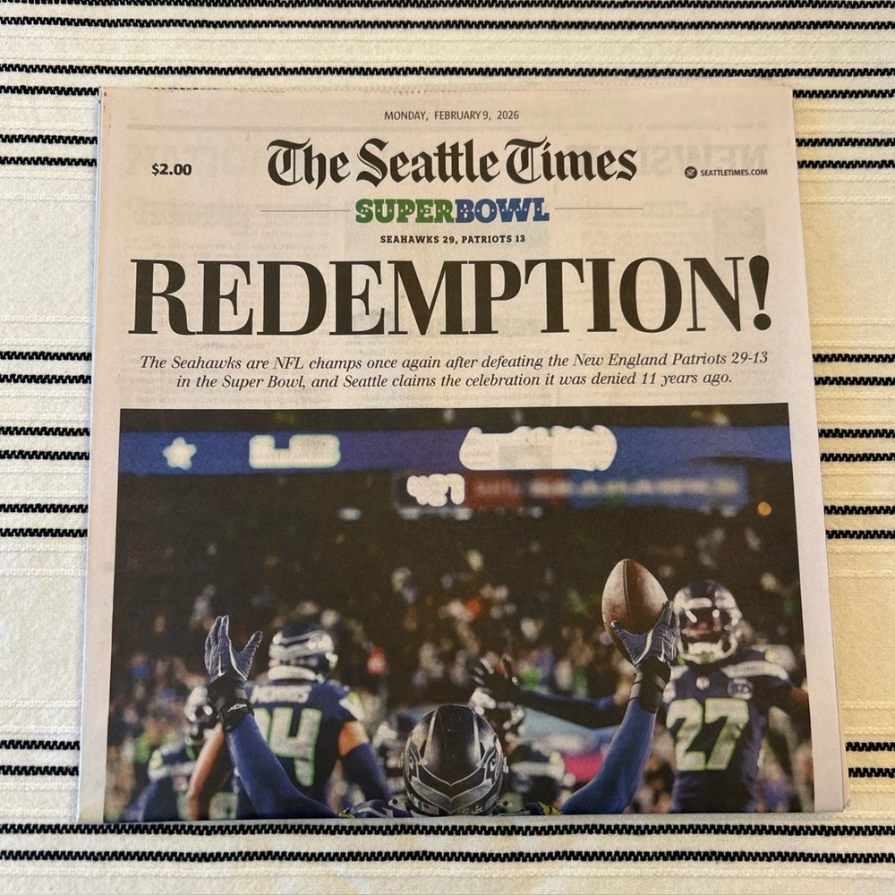The Seattle Times full newspaper Seattle Seahawks Super Bowl LX Champs
